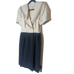 Vintage 60/80's Sailor Dress S10 Prairie Cottagecore Secretary Style